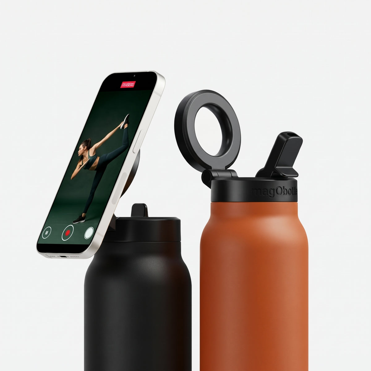 magObottle - Borraccia termica con supporto magnetico per smartphone
