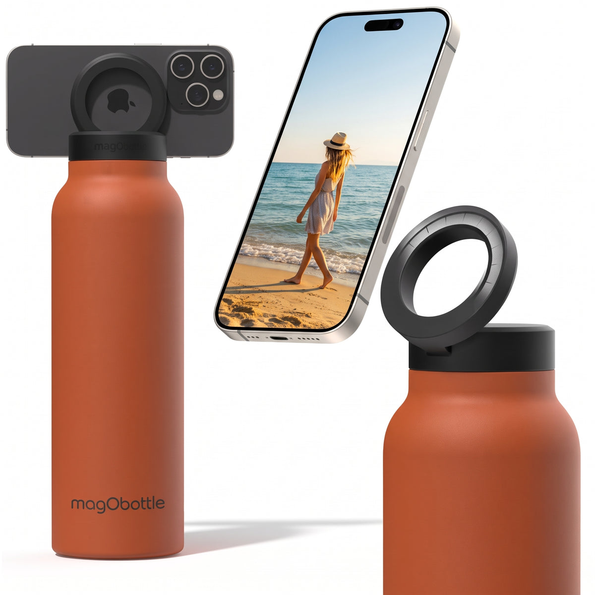 magObottle - Borraccia termica con supporto magnetico per smartphone