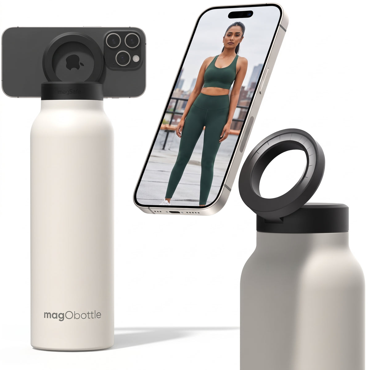 magObottle - Borraccia termica con supporto magnetico per smartphone