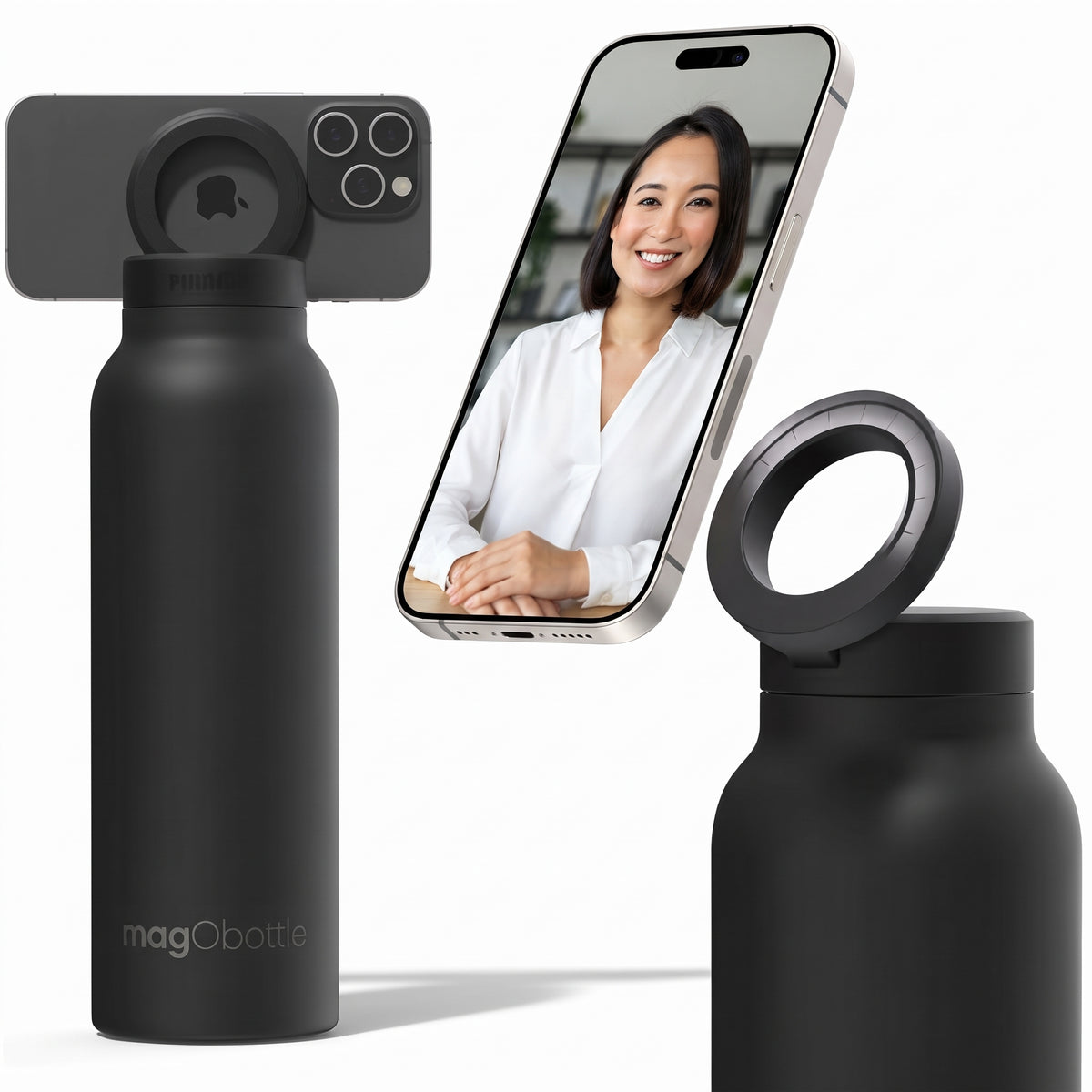 magObottle - Borraccia termica con supporto magnetico per smartphone